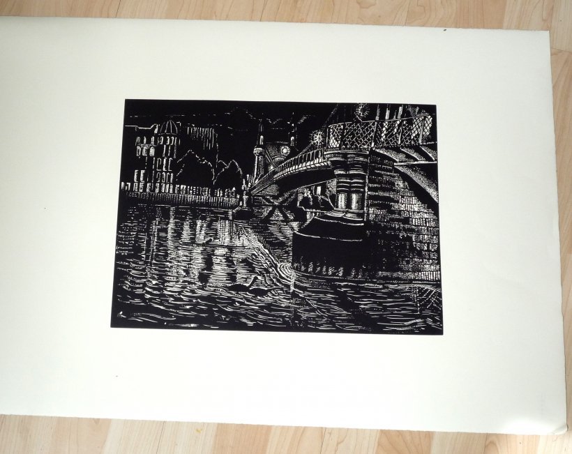 Hammersmith Bridge By Night (original print)